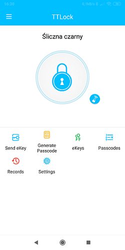 aplikacja TTlock ekran zamka